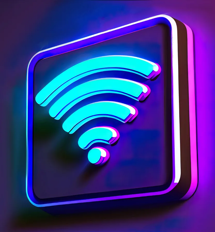 Wi-Fi symbol lit up in neon